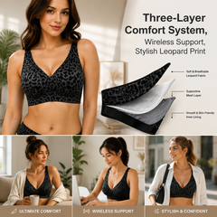 🏆Super Firming Leopard Print Jelly Bra | Women Wirefree Bras 👍No More Sagging Breasts