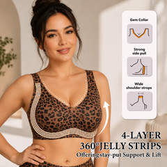 🏆Super Firming Leopard Print Jelly Bra | Women Wirefree Bras 👍No More Sagging Breasts