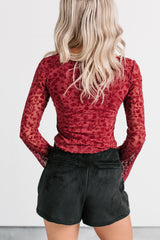 Heart’s Calling Long Sleeve Floral Top (Burgundy)