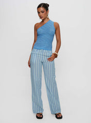 Crosbie One Shoulder Knit Top Blue