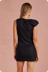 Valencia Asymmetrical Draped Hardware Mini Dress