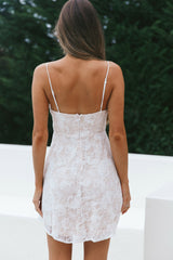Well Versed Pleated Mini Dress Lace White