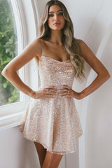 Marbella Sequin Embellished Scoop Neck Mini Dress Gold
