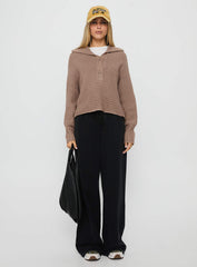 Bankside Collared Knit Sweater Brown
