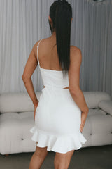 Stop The Press Cut-Out Waist Mini Dress White