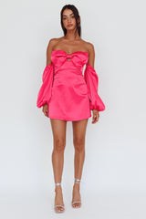 Lilly Off-Shoulder Bow Mini Dress Pink