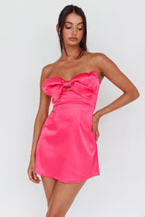 Lilly Off-Shoulder Bow Mini Dress Pink