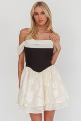 Lusting Off Shoulder Mini Dress Black/Cream