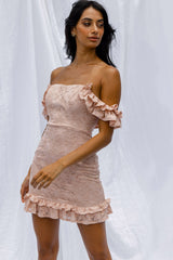 Verona Off-Shoulder Lace Overlay Mini Dress Blush