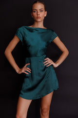 Lucinda Twist Back Mini Dress Jade