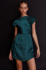 Lucinda Twist Back Mini Dress Jade