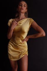 Lucinda Twist Back Mini Dress Yellow
