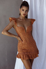 Mon Papillon Lace Mini Dress Apricot
