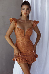 Mon Papillon Lace Mini Dress Apricot