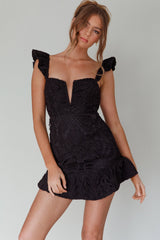 Mon Papillon Lace Mini Dress Black