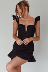 Mon Papillon Lace Mini Dress Black