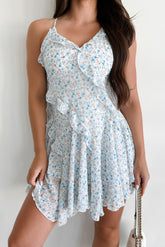 Fairytale Endings Ruffled Mini Dress (Ivory Multi)