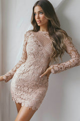 Reinhart Lace Overlay Mini Dress Mocha