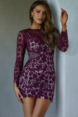Reinhart Lace Overlay Mini Dress Plum