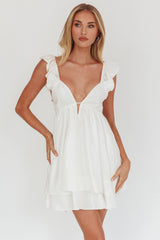 Siren Song Frill Strap Mini Dress White