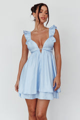 Siren Song Frill Strap Mini Dress Sky