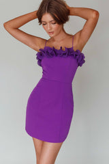 Lovett Frill Neckline Mini Dress Purple
