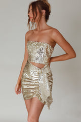 Joie De Vivre Sequin Mini Dress Gold