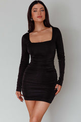 Wednesday Cowl Back Mini Dress Black