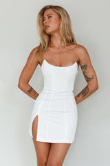 Luann Scoop Neckline Strapless Mini Dress White