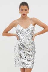 Moon Dust Sequin Mini Dress Silver