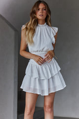 San Jacinto Ruffle Shoulder Mini Dress White