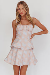 Provence Bloom Peplum Mini Dress Pink