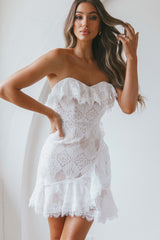 September Lace Mini Dress White
