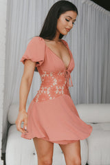Mielle Lace Bodice Mini Dress Rose
