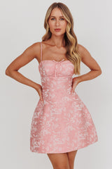Kyrah Lace-Up Back Mini Dress Floral Pink