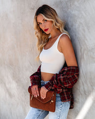 Energy Ribbed Knit Crop Tank - Vanilla