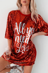 "All You Need Is Love" Sequin Mini Dress (Red)