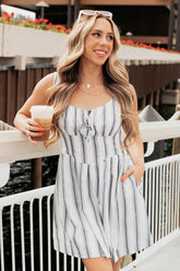 Here With Me Striped Mini Dress (Off White/Navy)