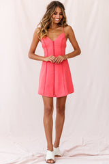 Petunia Tie-Up Back Mini Dress Coral