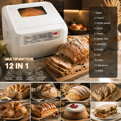 Automatic Bread Maker 2LB - 12-in-1 with Nut Dispenser