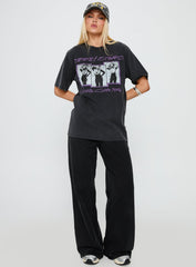 Britney Spears Gimme More Oversized Graphic Top Washed Black