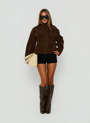Double Life Funnel Neck Cargo Jacket Chocolate