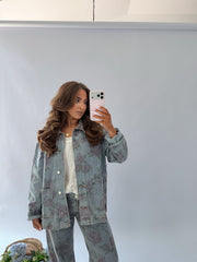 Dune Rose Denim Floral Barn Jacket