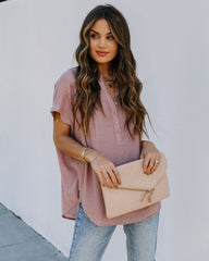 Chance Collared Woven Top - Mauve