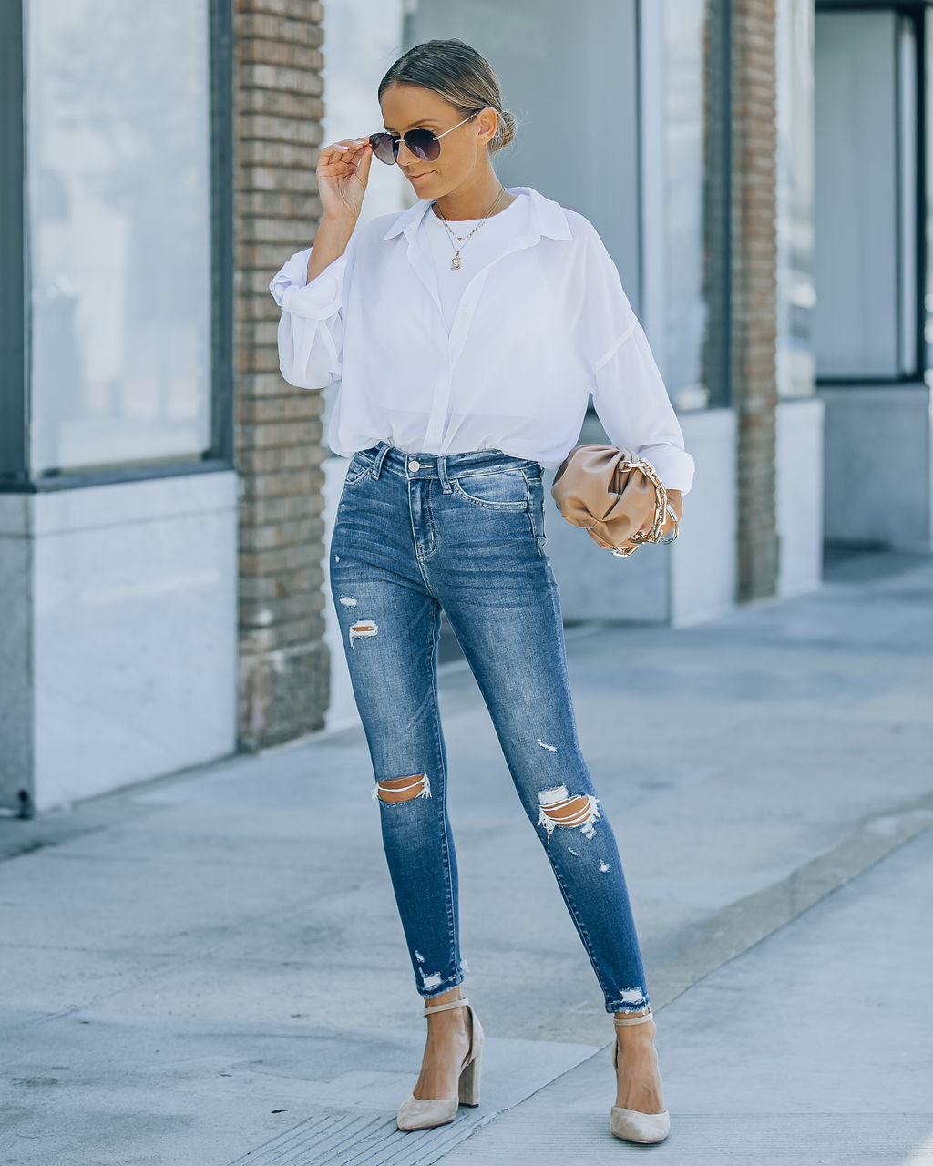 Barnes Distressed High Rise Skinny Jeans
