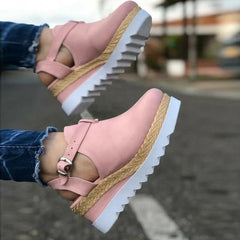 Closed Toe Ankle Strap Buckle Slingback Wedge Sandals
