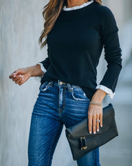 France Contrast Ruffle Sweater Top