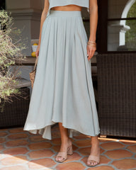 Fresh Breeze Asymmetrical Hem Maxi Skirt - Sage